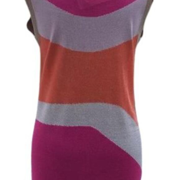 Cache Pink Orange Gold Metallic Knit Wave Tunic Top Stretch Dress New $98 NWT - Picture 8 of 11